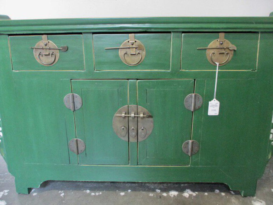 Vintage Asian Console With Green Finish 61"L x 18"D x 34"T