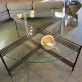 Round Glass Top Coffee Table w/ Iron Base 48" Dia. x 19.5"T FINAL SALE