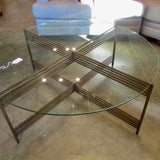 Round Glass Top Coffee Table w/ Iron Base 48" Dia. x 19.5"T FINAL SALE