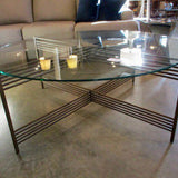 Round Glass Top Coffee Table w/ Iron Base 48" Dia. x 19.5"T FINAL SALE