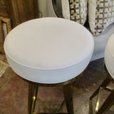 Pair Of Woodbridge Swivel Leather And Brass Barstools 16"Diam x 30.5 FINAL PRICE
