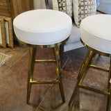 Pair Of Woodbridge Swivel Leather And Brass Barstools 16"Diam x 30.5 FINAL PRICE