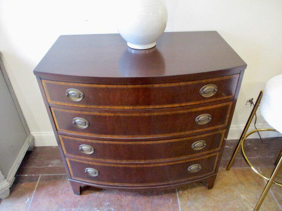 Antique Bowfront Mahogany Chest of Drawers With Brass Hardware 35.5"W x 21"D x 35"T