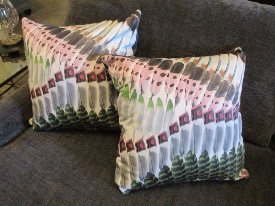 Pair Of Custom Designer Fabric Pillows 18" x 18"