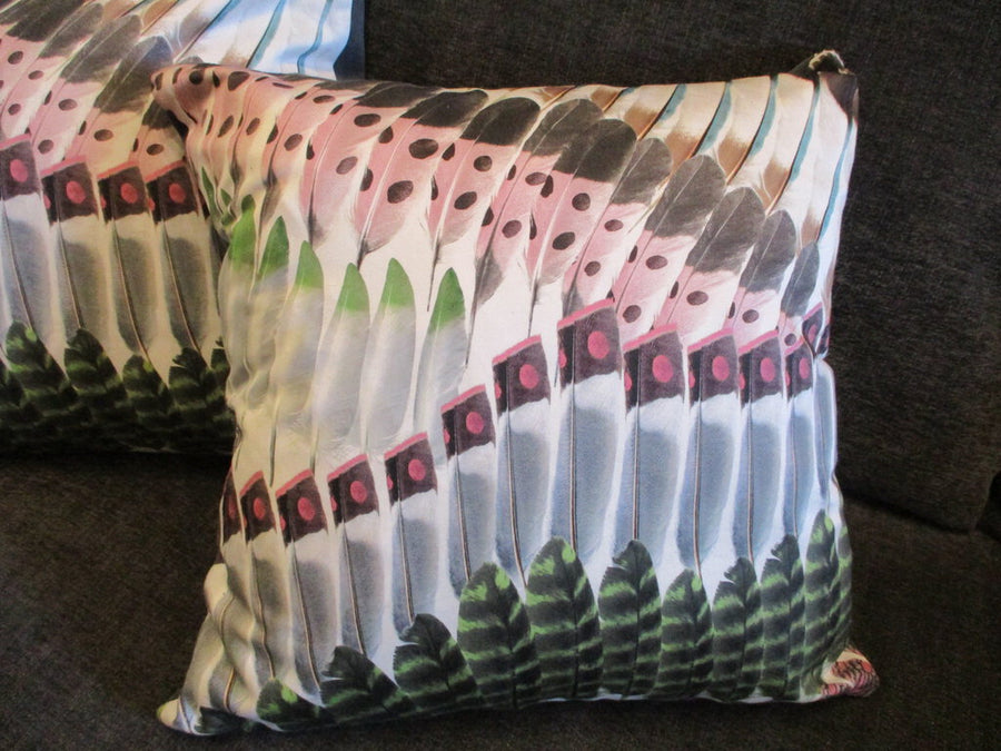 Pair Of Custom Designer Fabric Pillows 18" x 18"