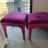Single Baker Furniture Velvet Stool With Silver Nailheads 20.5" x 20.5" x 20.5"T. FINAL PRICE