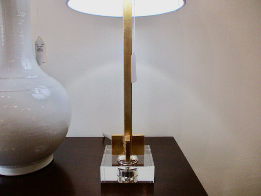 Gold Lamp With Lucite Base 26"T