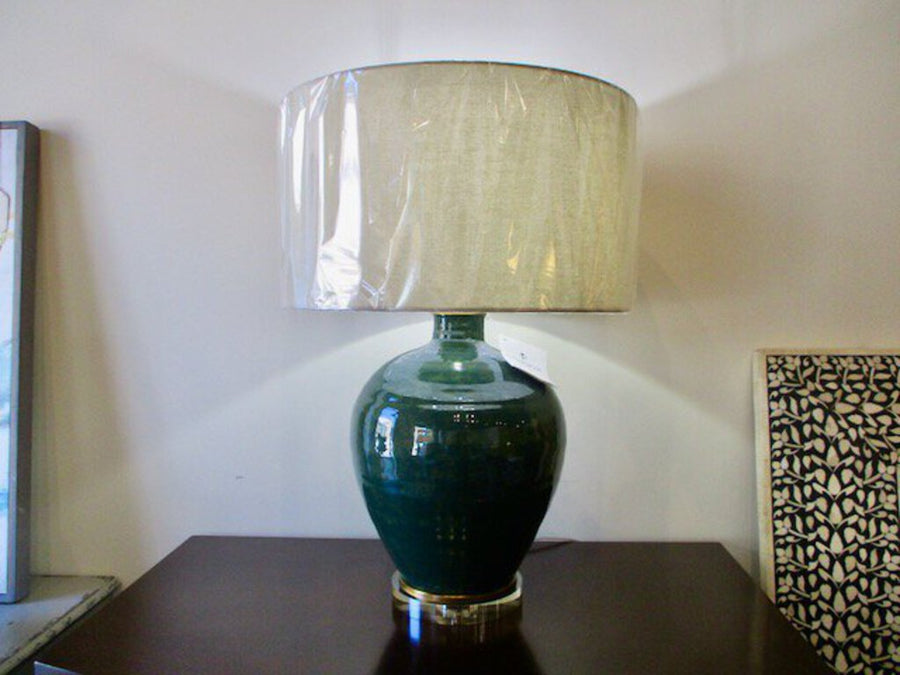 New Uttermost Elva Emerald Lamp 27.5"T to finial Shade is 18"Diam x 10"T