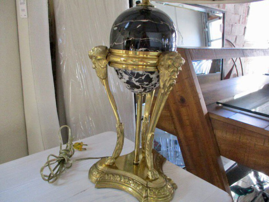 Pair of Marble & Ormolu Lamps 29.5"T to Finial