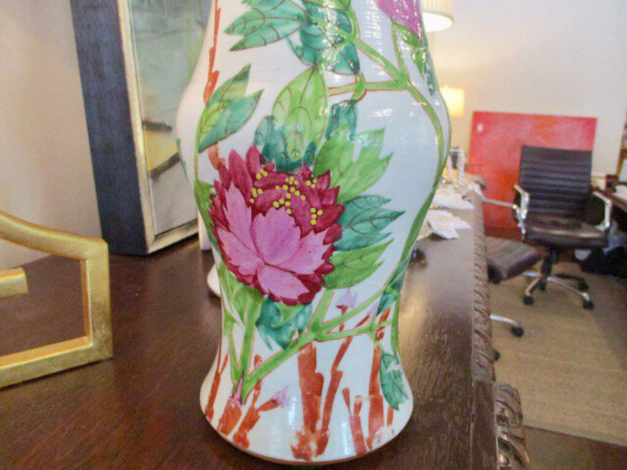 Pair Of Antique Asian Vases 15"T