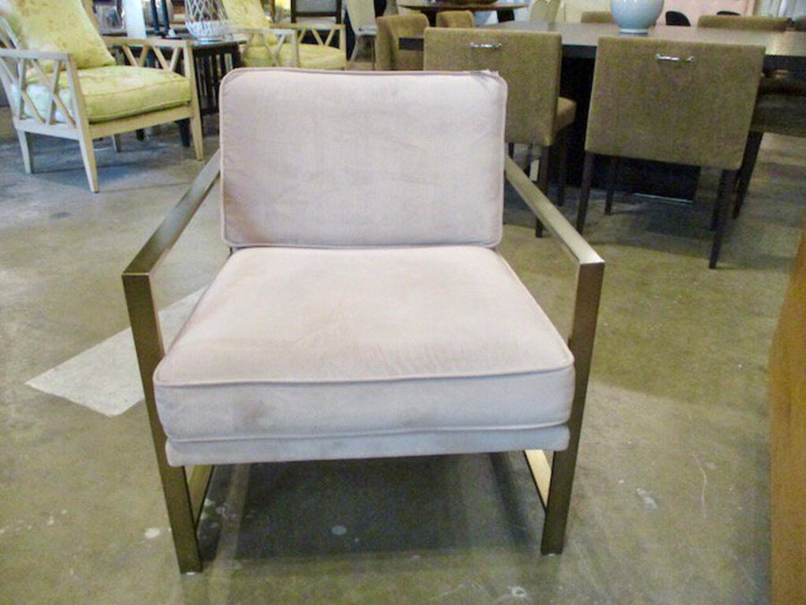 West Elm Pale Pink Velvet And Brass Chair 27"W x 30"D x 29"T