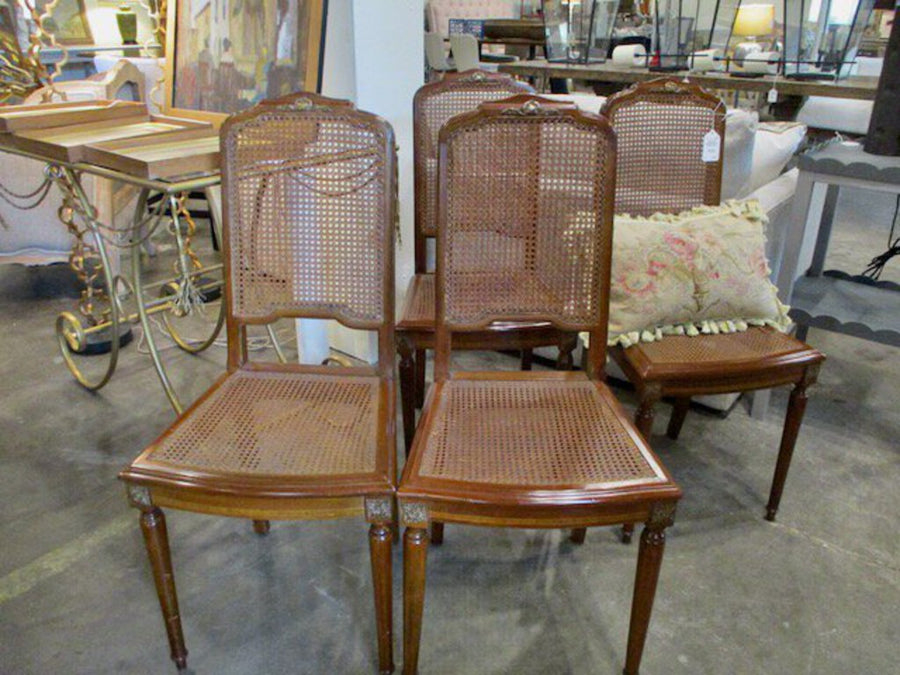 Set Of Four Antique French Caned Chairs 17"W x 15.5"D x 38"T