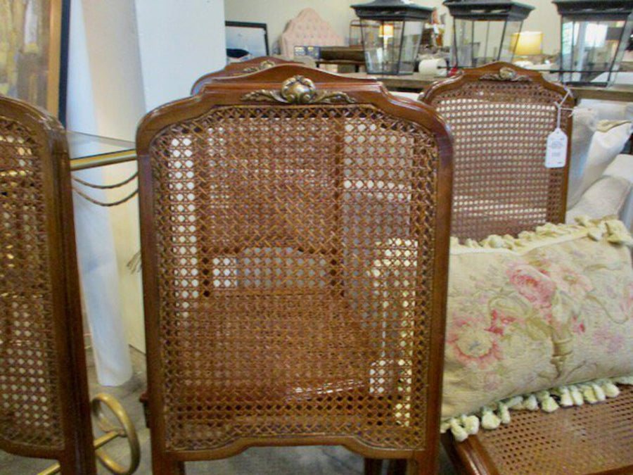Set Of Four Antique French Caned Chairs 17"W x 15.5"D x 38"T
