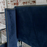 Dark Blue Velvet And Nailheads King Headboard 98"L.