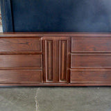 MCM Original Dillingham 6 Drawer Dresser In Walnut And Pecky Cypress 60"W x 19"D x 30"T. Mirror 40"T x 28"W HEADBOARD AVAILABLE FINAL PRICE