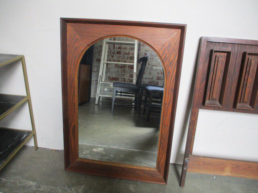 MCM Original Dillingham 6 Drawer Dresser And Arched Mirror In Walnut And Pecky Cypress 60"W x 19"D x 30"T. Mirror 40"T x 28"W HEADBOARD AVAILABLE