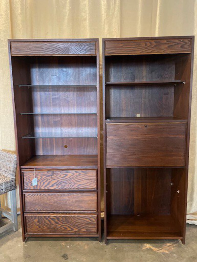 MCM Original Dillingham Bookcase With Drop Front Desk In Walnut And Pecky Cypress 30"Long x 16.5"D x 75"Tall