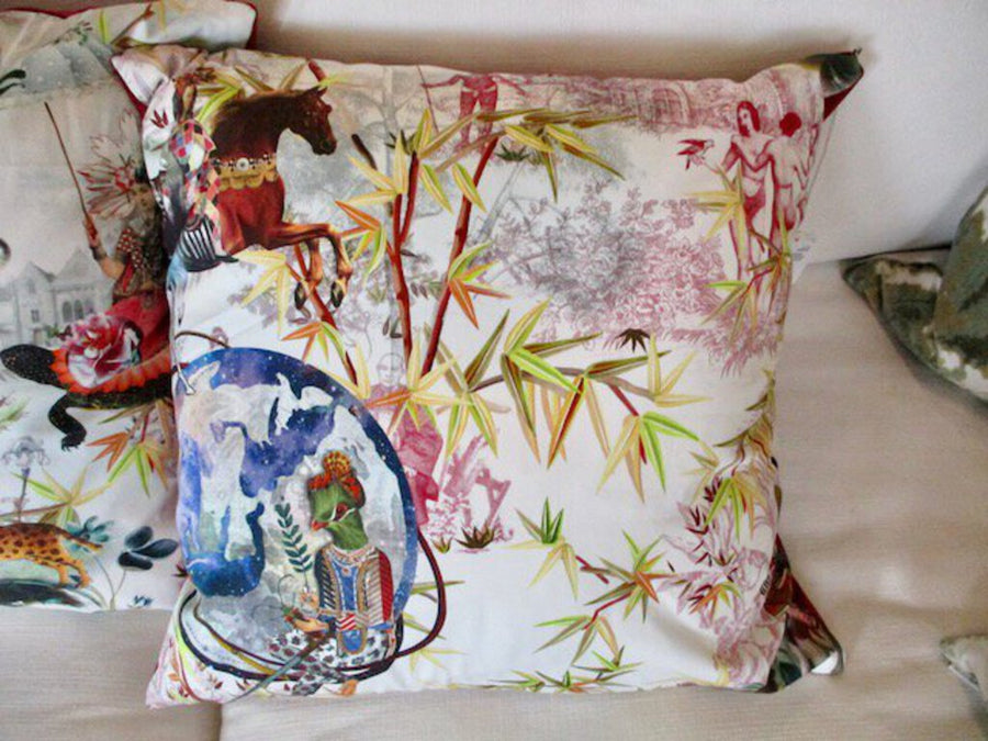 Pair Of Custom Pillows In Christian Lacroix Reveries Fabric Sarah Cyrus Furniture Consignment