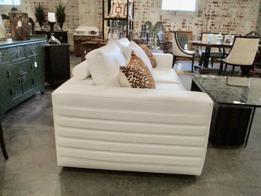 Artefacto White Leather Sofa 99"L x 41"D x 33"Tall to top of cushion