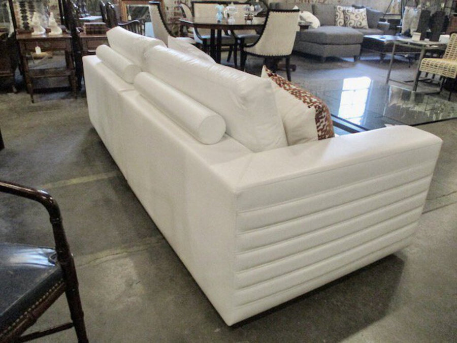 Artefacto White Leather Sofa 99"L x 41"D x 33"Tall to top of cushion