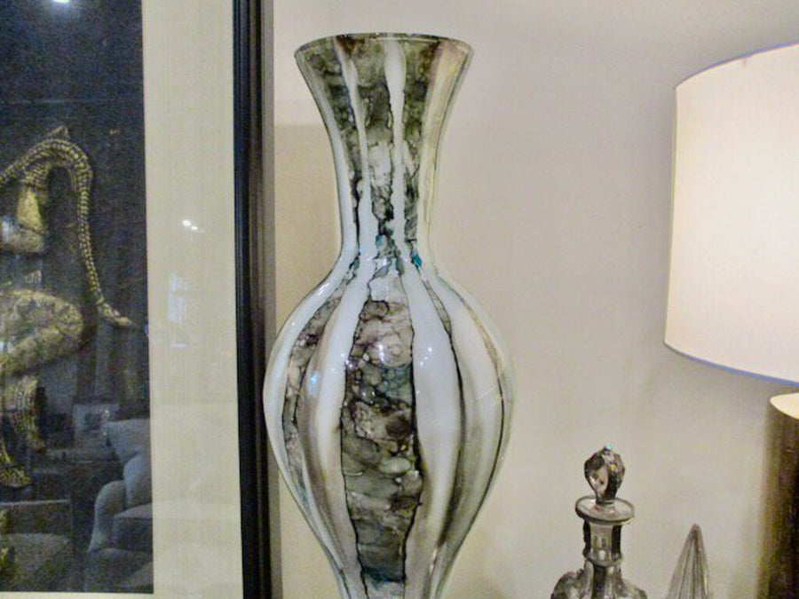 Large Art Glass Vase 28.5"T