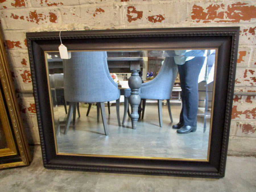 Black Wood Framed Mirror w/ Gold Detail and Beveled Glass 39.5" x 30"