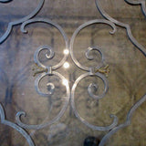 Large Iron And Glass Top Coffee Table 50"L x 34"W x 16.5"T
