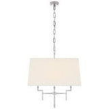 NEW Alexa Hampton for Visual Comfort Jane Nickle Chandelier w/ Linen Shade 25.5"T x 24"W + Chain