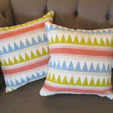 Pair Of Custom Pillows In Thibaut Lamita Fabric.
