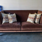 Hickory Velvet Sofa with Pillows 83"L 36"D x 40"T