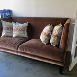 Hickory Velvet Sofa with Pillows 83"L 36"D x 40"T