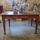 Antique Pine Library Table w/ Drawer 54.5"L x 36.5"D x 30"T