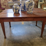 Antique Pine Library Table w/ Drawer 54.5"L x 36.5"D x 30"T