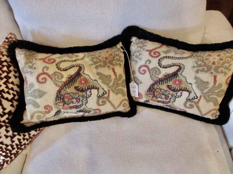 Pair Of Tiger Lumbar Pillows 19"x 15"