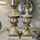 Pair of Large Vintage Italian Lamps, No Shades 33"T x 7"Square Base