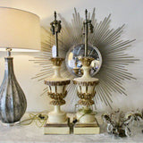 Pair of Large Vintage Italian Lamps, No Shades 33"T x 7"Square Base