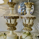 Pair of Large Vintage Italian Lamps, No Shades 33"T x 7"Square Base
