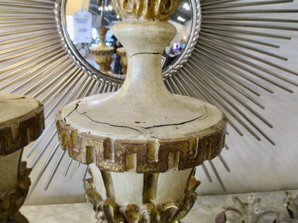 Pair of Large Vintage Italian Lamps, No Shades 33"T x 7"Square Base
