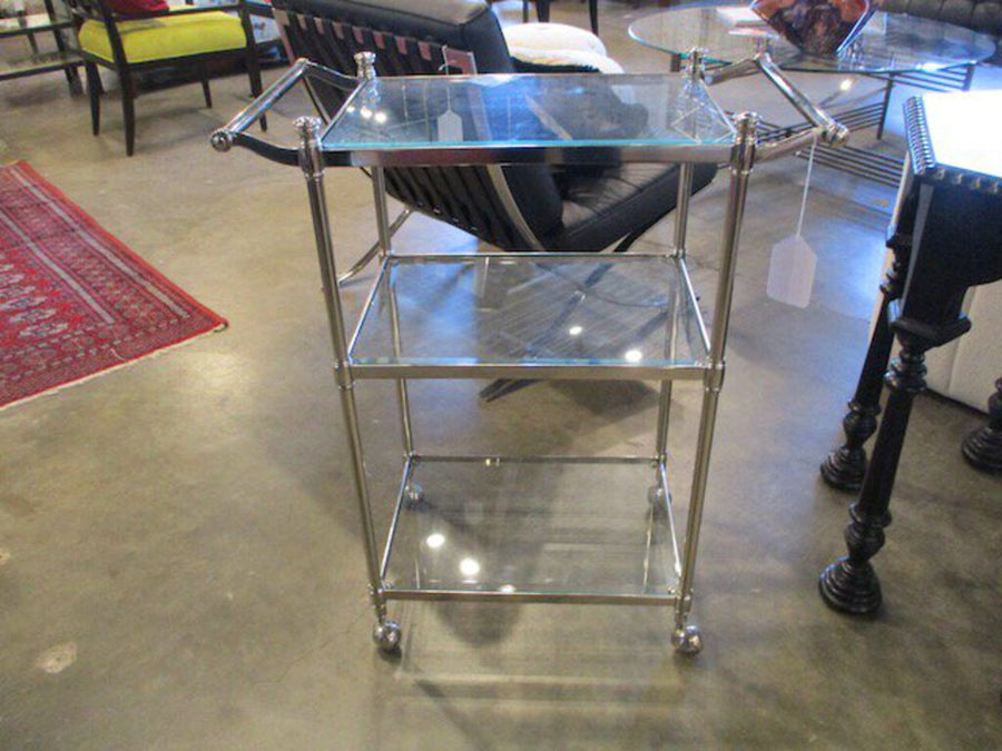 Restoration Hardware Polished Steel Bar Cart 26"L x 13"D x 31.5"T