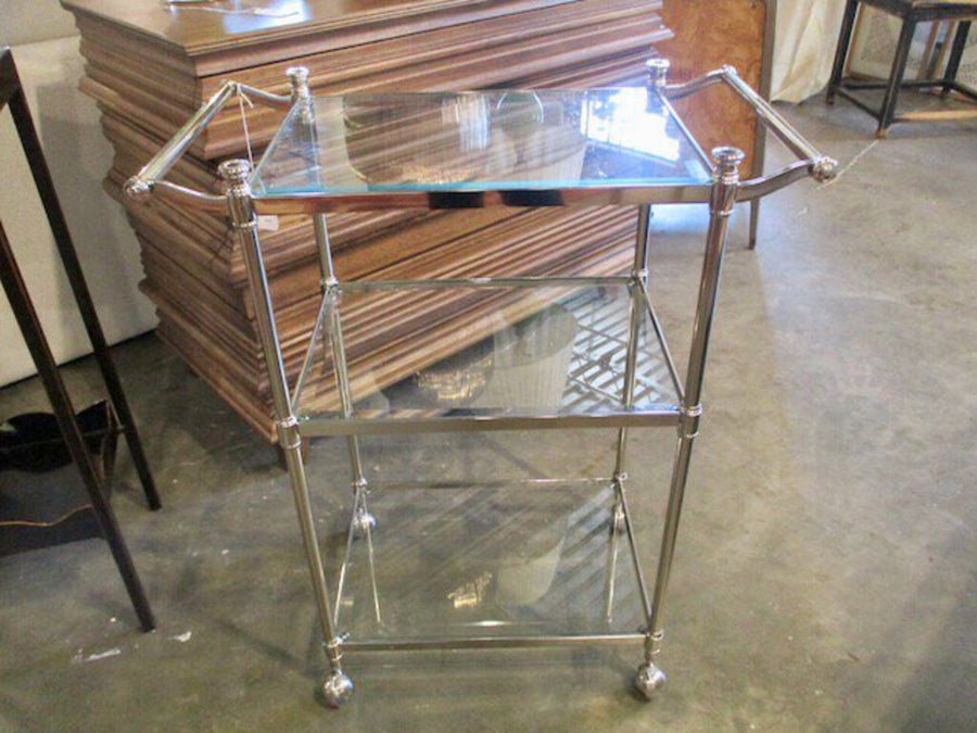 Restoration Hardware Polished Steel Bar Cart 26"L x 13"D x 31.5"T