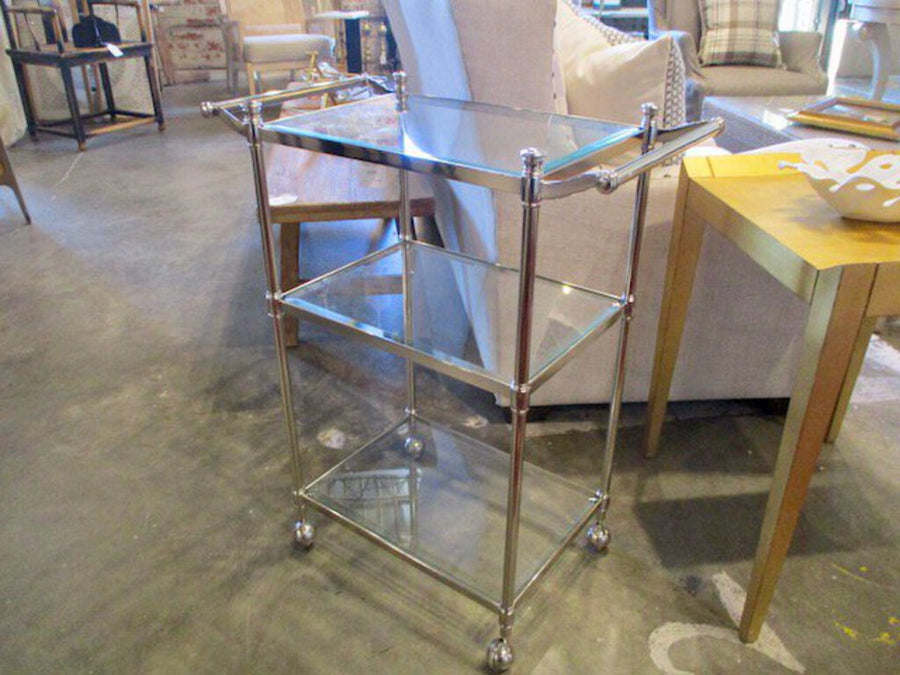 Restoration Hardware Polished Steel Bar Cart 26"L x 13"D x 31.5"T