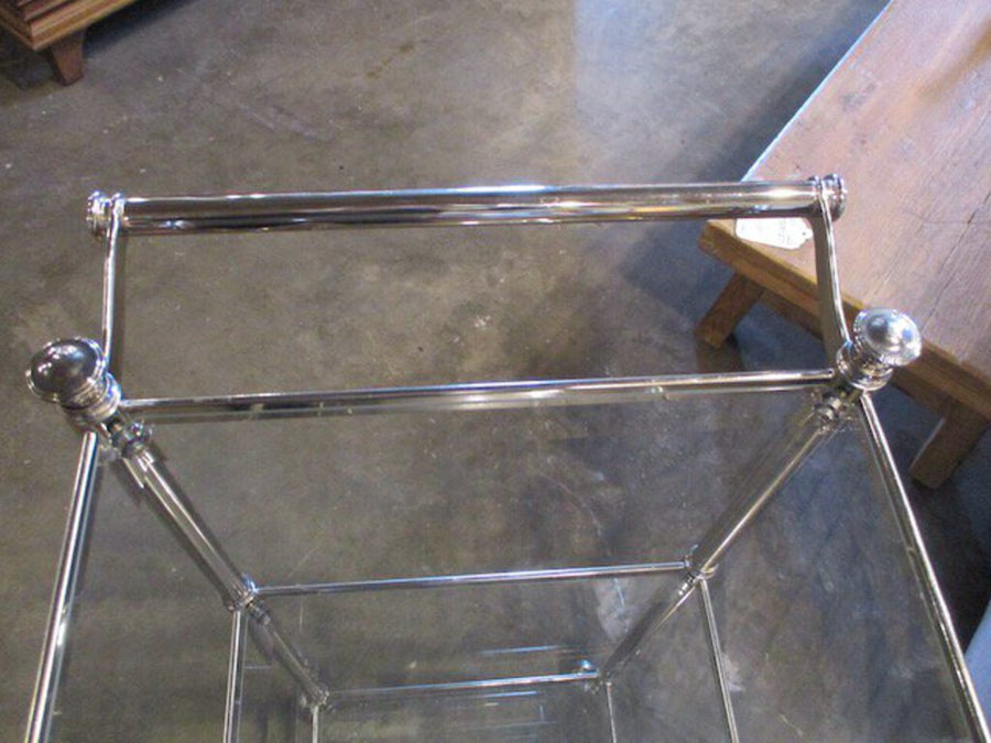 Restoration Hardware Polished Steel Bar Cart 26"L x 13"D x 31.5"T