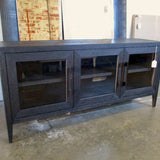 Restoration Hardware French Contemporary Media Cabinet in Black Oak 60"L x 16"D x 28.5"T