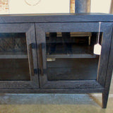 Restoration Hardware French Contemporary Media Cabinet in Black Oak 60"L x 16"D x 28.5"T