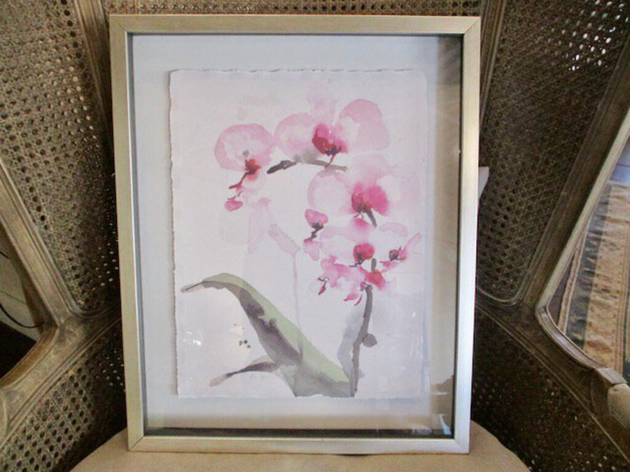 Signed Watercolor Of Orchid 17" x 21"