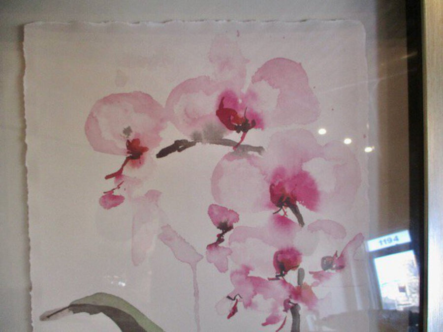 Signed Watercolor Of Orchid 17" x 21"