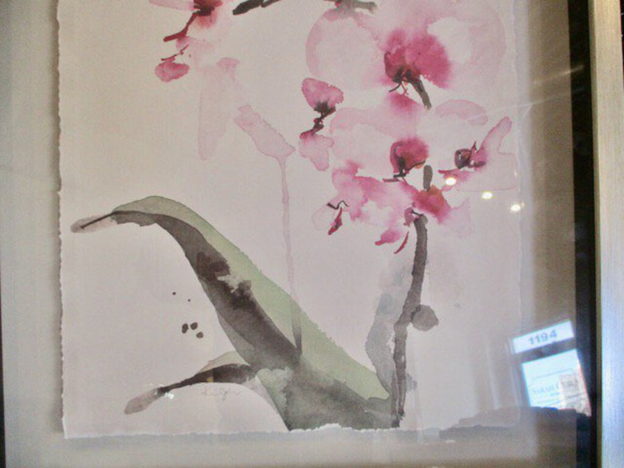 Signed Watercolor Of Orchid 17" x 21"