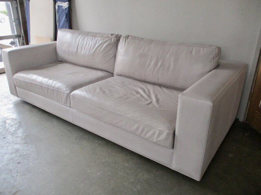 Restoration Hardware Leather Sofa In Pearl Grey 95"L x 41"D x 32"T