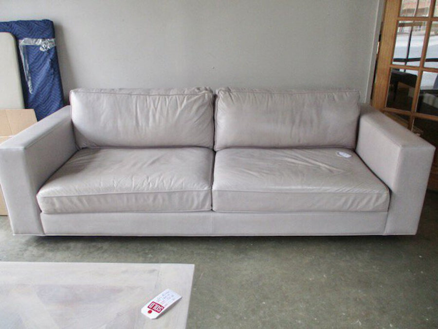 Restoration Hardware Leather Sofa In Pearl Grey 95"L x 41"D x 32"T