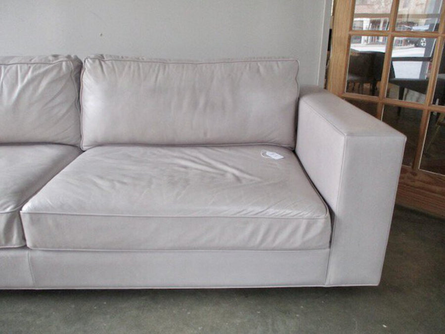 Restoration Hardware Leather Sofa In Pearl Grey 95"L x 41"D x 32"T